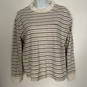 Madewell Blue White Striped Pocket Long Sleeve Shirt Size S